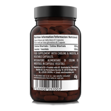 Etichetta laterale sinistra Nätoo Colina Inositolo con tabella nutrizionale: 500mg Colina Bitartrato e 500mg Inositolo per dose giornaliera di 2 capsule