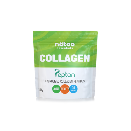 Busta Nätoo Essentials Collagen da 150 g, fronte: peptidi di collagene idrolizzato Peptan, 30 porzioni