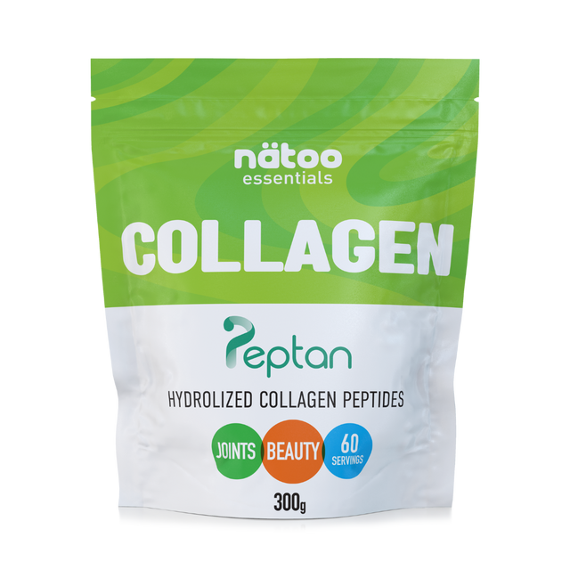Busta Nätoo Collagen Essentials con Peptan® Hydrolized Collagen Peptides – polvere neutra 300g 60 porzioni, per articolazioni e bellezza, vista frontale