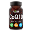Barattolo in vetro Nätoo CoQ10 High Potency 100mg – 60 perle softgel senza glutine, vettore olio di semi di lino, vista frontale