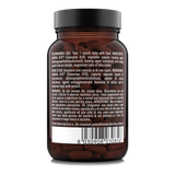 Etichetta laterale destra Nätoo CoQ10 Kaneka Q10™ con ingredienti, nota sulla fermentazione su lieviti e avvertenze