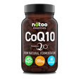 Barattolo in vetro Nätoo CoQ10 Kaneka Q10™ 200mg – 60 capsule vegetali vegane da fermentazione naturale, vista frontale