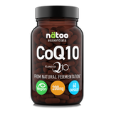 Barattolo in vetro Nätoo CoQ10 Kaneka Q10™ 200mg – 60 capsule vegetali vegane da fermentazione naturale, vista frontale