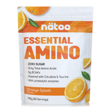 Confezione Nätoo Essential Amino gusto Orange Splash formato 700g (50 porzioni) – integratore di aminoacidi essenziali EAA e BCAA 2:1:1, zero zuccheri, con Glutammina, Citrullina e Taurina ed enzimi digestivi