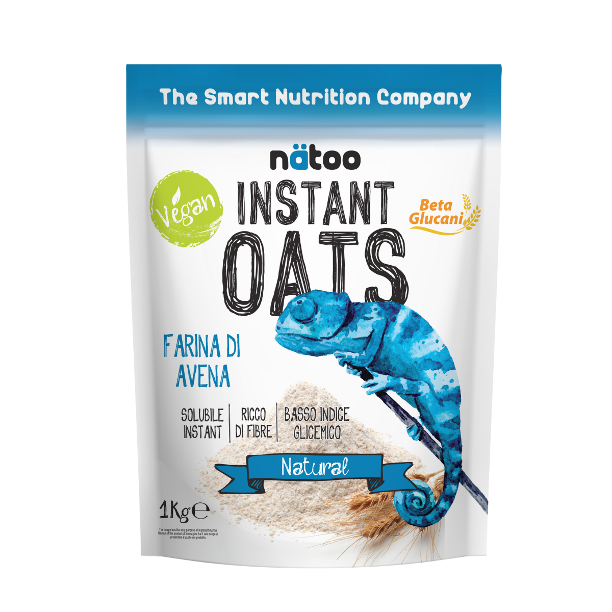 Confezione Nätoo Instant Oats farina d'avena istantanea gusto Neutro 1kg – farina d'avena gourmet ricca di fibre e beta-glucani, basso indice glicemico, vegan