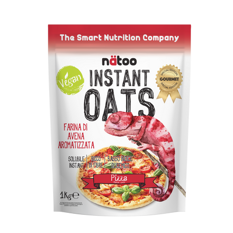 Confezione Nätoo Instant Oats farina d'avena istantanea gusto Pizza 1kg – farina d'avena gourmet ricca di fibre e beta-glucani, basso indice glicemico, vegan