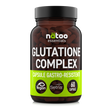 Barattolo in vetro Nätoo Glutatione Complex Essentials – Setria® Glutatione 250mg, NAC 250mg, Vitamina C 160mg, 60 capsule vegane DRcaps® gastro-resistenti, vista frontale