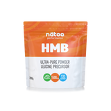 Busta Nätoo HMB Ultra-Pure Powder Leucine Precursor – 1500mg di Calcio HMB per misurino, 200g, vegano Made in Italy, vista frontale