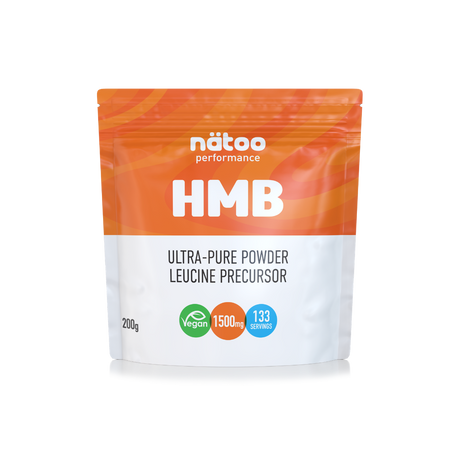 Busta Nätoo HMB Ultra-Pure Powder Leucine Precursor – 1500mg di Calcio HMB per misurino, 200g, vegano Made in Italy, vista frontale
