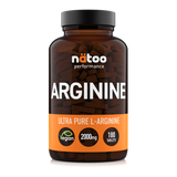 Barattolo in vetro Nätoo Arginine Ultra Pure L-Arginina 2000mg – 180 compresse vegane Made in Italy, vista frontale