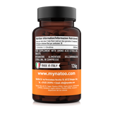 Etichetta laterale sinistra Nätoo Citrullina 90 compresse con tabella nutrizionale: 3000mg di L-Citrullina per dose giornaliera di 3 compresse