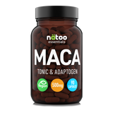 Barattolo da 90 capsule di Natoo Maca Essentials, integratore di Maca in capsule vegetali per energia e vitalità naturale