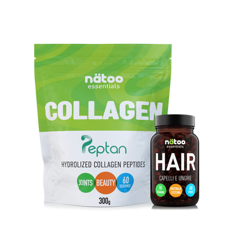 Collagene & Hair Pack Nätoo con Collagene Peptan 300 g in busta e Hair 60 perle