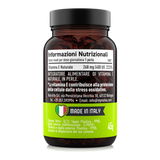 Etichetta laterale sinistra Nätoo Vitamina E 400UI con tabella nutrizionale: 268mg di Vitamina E naturale D-alfa-tocoferolo, 2233% VNR, Made in Italy