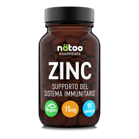 Nätoo Zinc Essentials integratore di zinco citrato biodisponibile 15 mg per immunità, pelle e ormoni