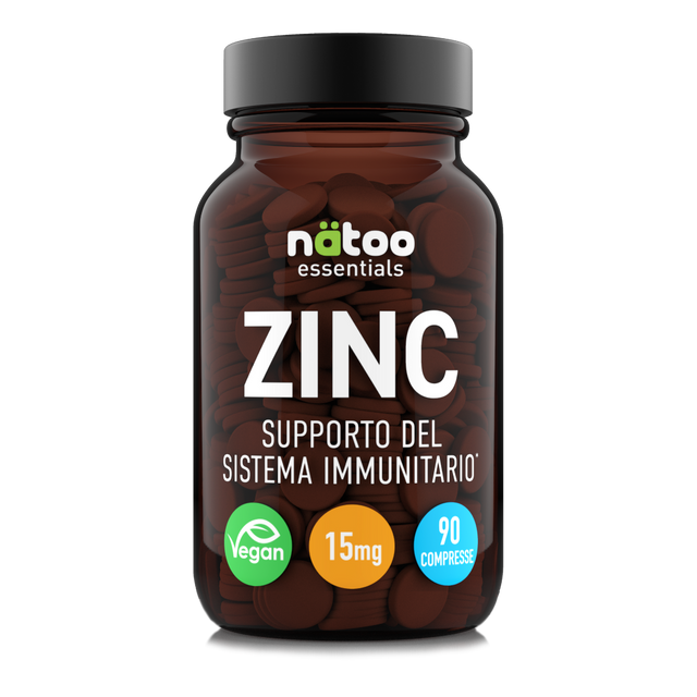 Nätoo Zinc Essentials integratore di zinco citrato biodisponibile 15 mg per immunità, pelle e ormoni