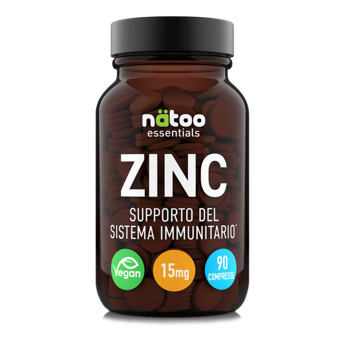 Nätoo Zinc Essentials integratore di zinco citrato biodisponibile 15 mg per immunità, pelle e ormoni