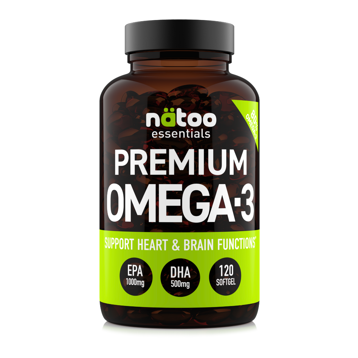 Premium Omega-3 MyNatoo formato 120 perle, integratore di Omega-3 in forma trigliceride con EPA e DHA ad alta concentrazione