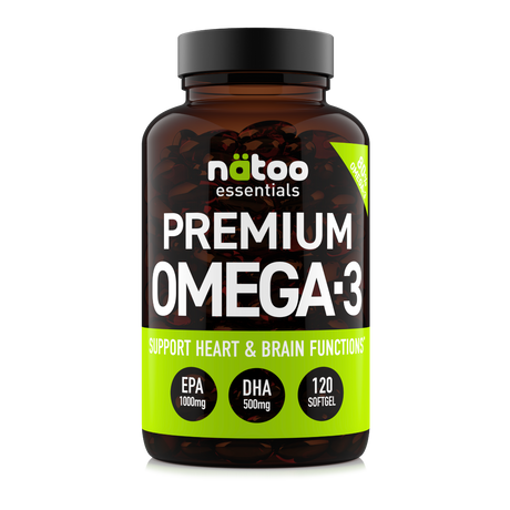 Premium Omega-3 MyNatoo formato 120 perle, integratore di Omega-3 in forma trigliceride con EPA e DHA ad alta concentrazione