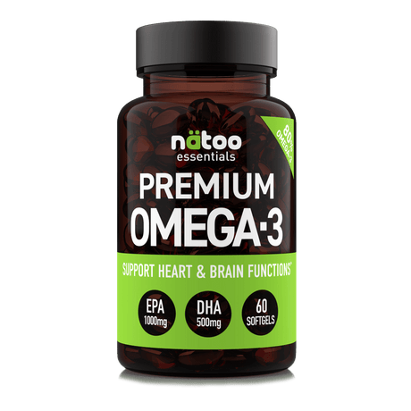 Premium Omega-3 MyNatoo formato 60 perle, integratore di Omega-3 in forma trigliceride con EPA e DHA ad alta concentrazione