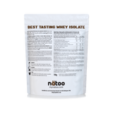 Proteine Whey Isolate Natoo gusto Cioccolato valori nutrizionali e ingredienti confezione da 700g vista posteriore