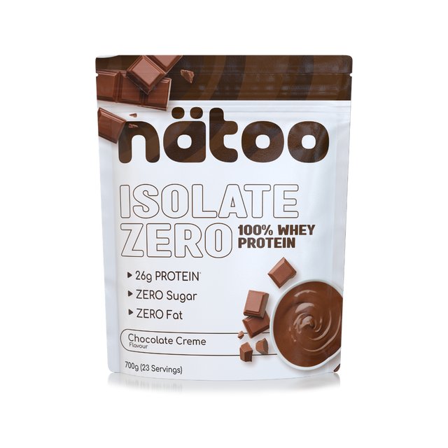 Proteine Whey Isolate Natoo gusto Cioccolato 26g proteine per porzione zero zuccheri zero grassi confezione da 700g vista frontale