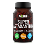 Super Astaxanthin 12 mg Natoo Essentials astaxantina alto dosaggio in oleoresina 60 perle softgel flacone frontale