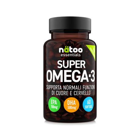 Super Omega-3 Nätoo 60 softgel in forma trigliceride, 700 mg EPA e 500 mg DHA per dose