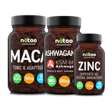 Testo Pack Nätoo, integratore per il testosterone dell'uomo: Zinco 90 compresse, Maca 90 capsule, Ashwagandha KSM-66® BIO
