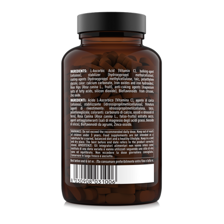 Dettaglio etichetta Vitamina C Nätoo 180 compresse – ingredienti, avvertenze e claims
