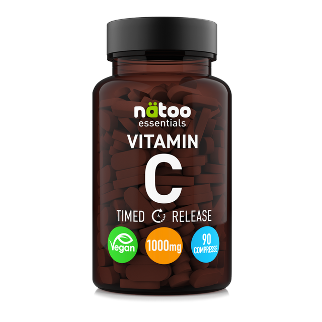 Integratore Vitamina C a rilascio graduale Nätoo 1000mg – barattolo da 90 compresse, vista frontale