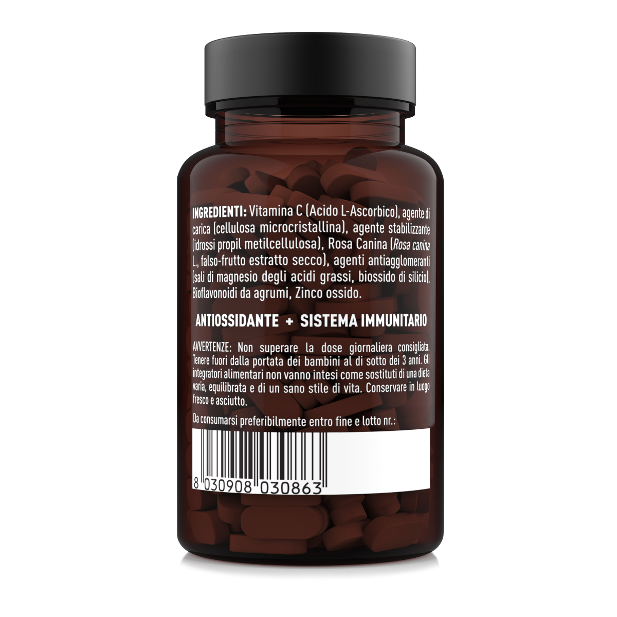 Ingredienti e avvertenze integratore Vitamina C a rilascio graduale Nätoo – formato 90 compresse