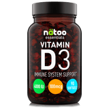 Integratore Vitamina D3 4000 UI Nätoo 90 perle in perle softgel ad alto dosaggio per ossa, muscoli e sistema immunitario