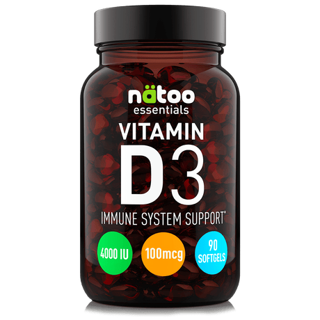 Integratore Vitamina D3 4000 UI Nätoo 90 perle in perle softgel ad alto dosaggio per ossa, muscoli e sistema immunitario
