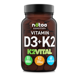 Barattolo di Vitamina D3 + K2 con K2VITAL DELTA Natoo – vista frontale