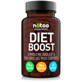 Barattolo in vetro Nätoo Diet Boost Essentials – formula termogenica con caffeina 200mg, sinefrina 30mg e 8 ingredienti attivi, 60 capsule vegetali, vista frontale
