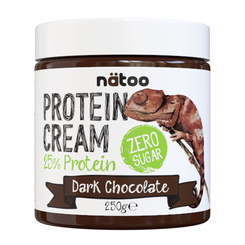 Vasetto Nätoo Protein Cream Dark Chocolate – crema spalmabile proteica al cioccolato fondente, 25% proteine zero zuccheri senza olio di palma, 250g