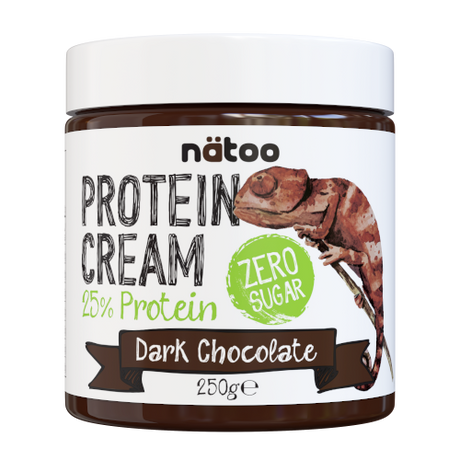 Vasetto Nätoo Protein Cream Dark Chocolate – crema spalmabile proteica al cioccolato fondente, 25% proteine zero zuccheri senza olio di palma, 250g