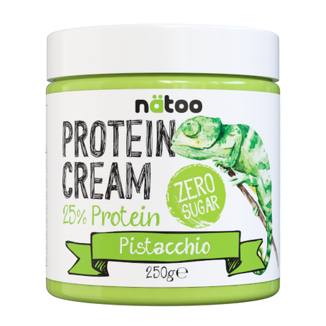 Vasetto Nätoo Protein Cream Pistacchio – crema spalmabile proteica con pasta di pistacchio 15%, 25% proteine zero zuccheri senza olio di palma, 250g