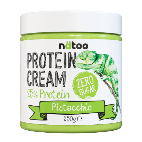 Vasetto Nätoo Protein Cream Pistacchio – crema spalmabile proteica con pasta di pistacchio 15%, 25% proteine zero zuccheri senza olio di palma, 250g