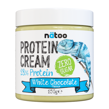 Vasetto Nätoo Protein Cream White Chocolate – crema spalmabile proteica al gusto cioccolato bianco, 28% proteine zero zuccheri senza olio di palma, 250g