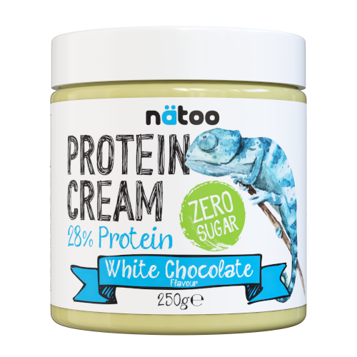 Vasetto Nätoo Protein Cream White Chocolate – crema spalmabile proteica al gusto cioccolato bianco, 28% proteine zero zuccheri senza olio di palma, 250g